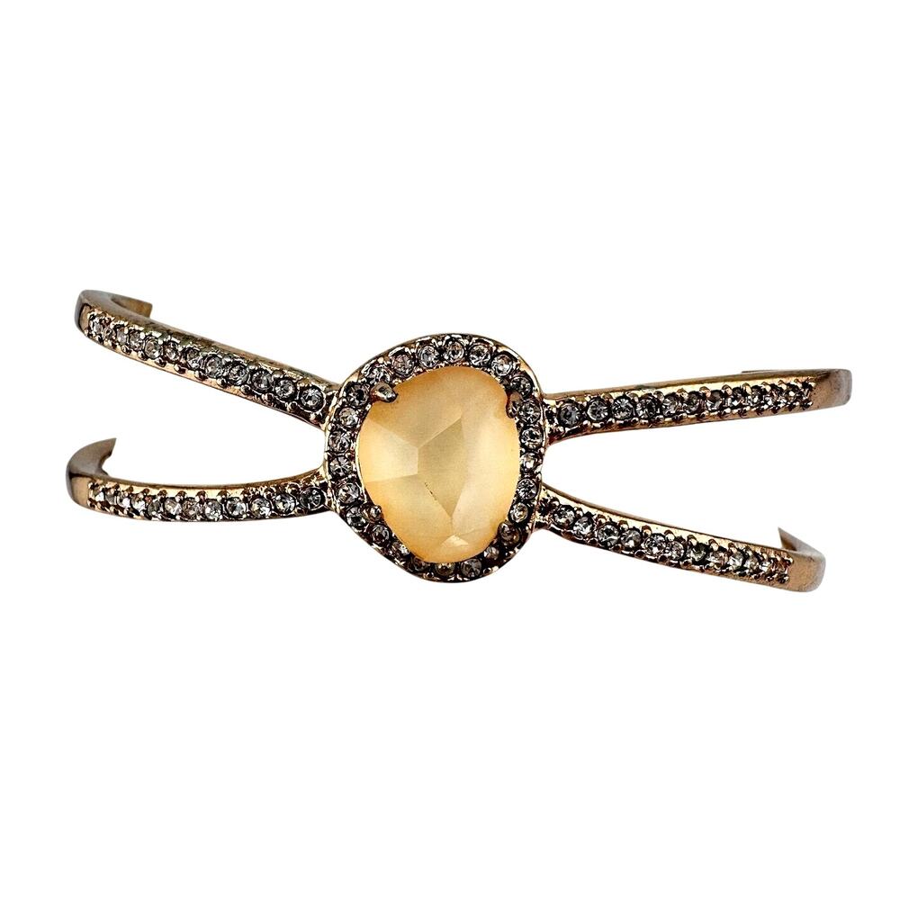 Chloe and Isabel Rose Gold Tone Faux Gem Crystal Accent Cuff 6” Bracelet